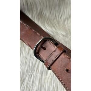 Eddie Bauer Brown Leather Belt with Metal Buckle